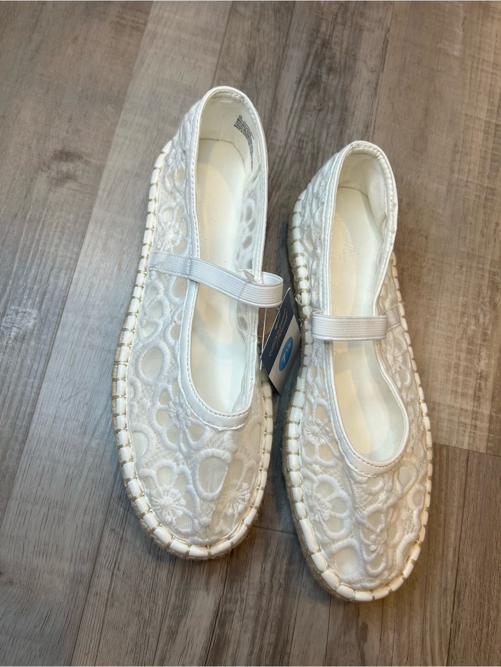 Women's Celia Floral Lace Mary Jane Espadrille Boho Flat Shoes White - Picture 2 of 11